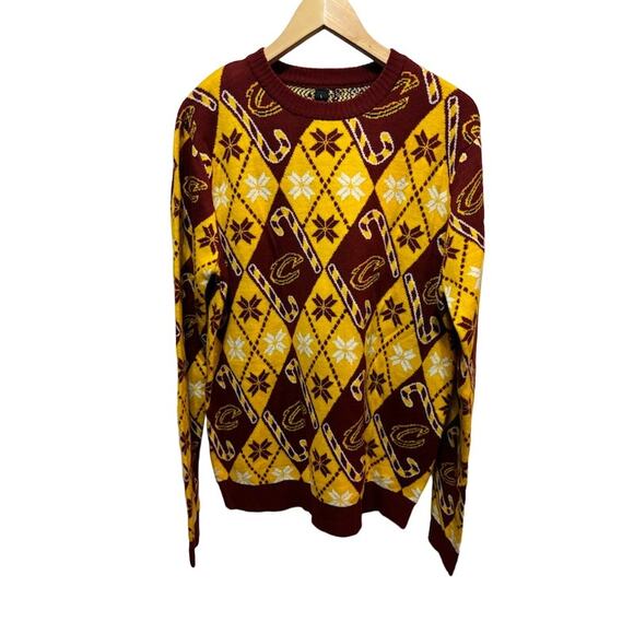 Cleveland Cavs Cavaliers sweater ugly Christmas sweater NBA red and yellow sz L - Picture 1 of 7